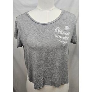 American Eagle Soft & Sexy Gray‎ Heck Yes Heart Graphic Crop T-Shirt Womens Med